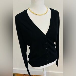 Black V-Neck Button-Up Women's cardigan Sweater small